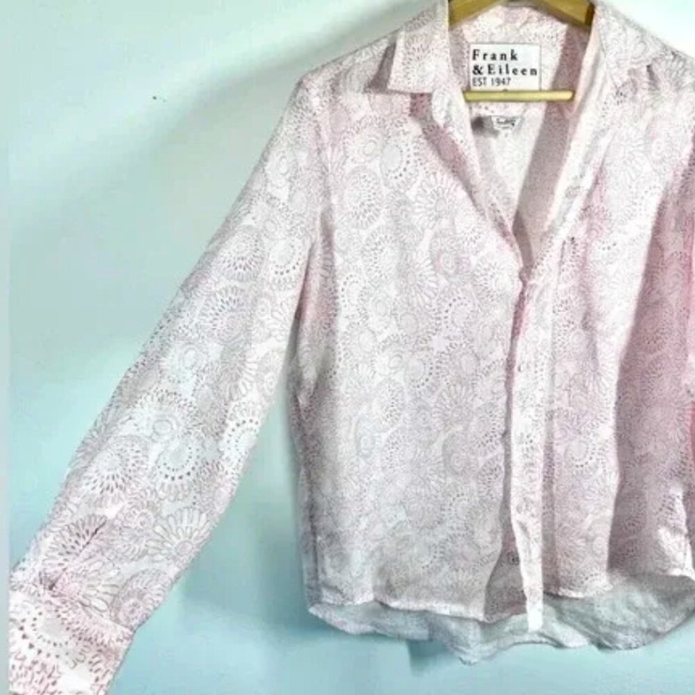Frank & Eileen "Barry" 100% Linen Shirt in Pink Floral